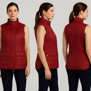 Barbour Women's Wray Gilet Vest Deep Claret Quilted Vest Sz 6